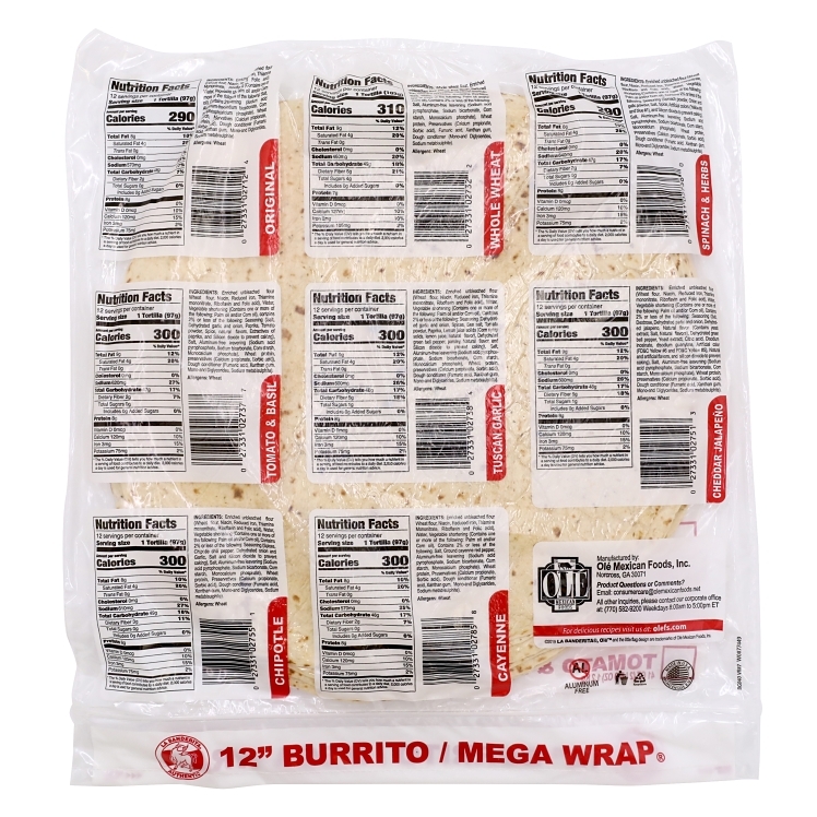 LA BANDERITA GARLIC PESTO FLOUR TORTILLA 12 INCH