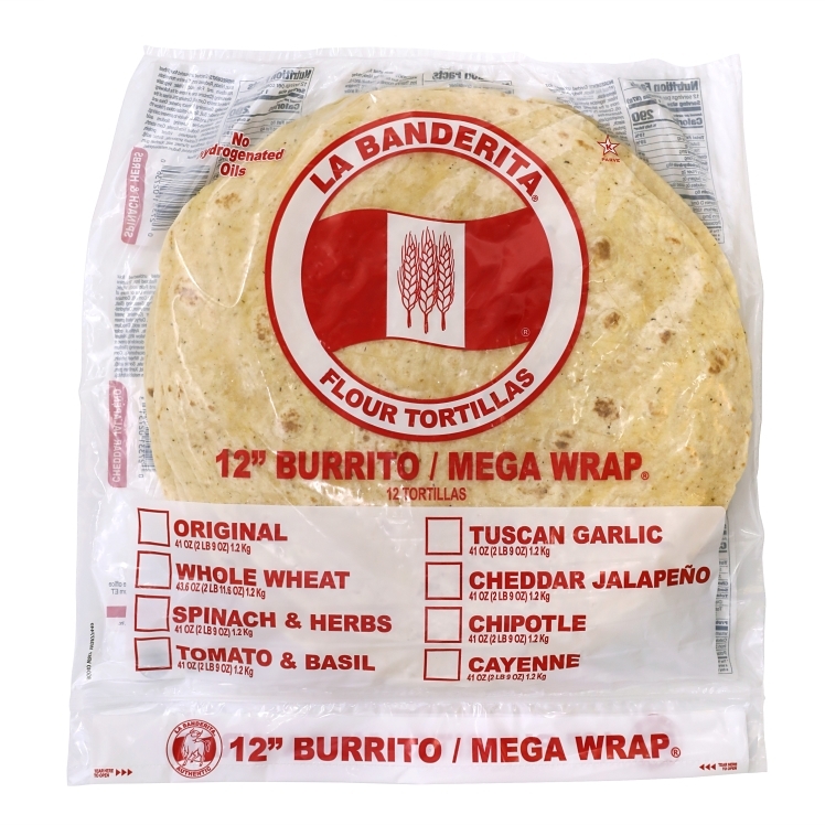 LA BANDERITA GARLIC PESTO FLOUR TORTILLA 12 INCH