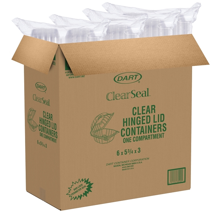 DART 6 X 6 OPS CLEAR PLASTIC HINGED CONTAINER