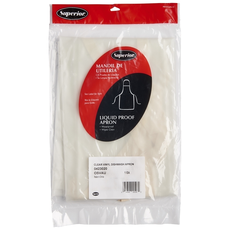 SUPERIOR / CES DISHWASHING APRON 34X47 VINYL CLEAR