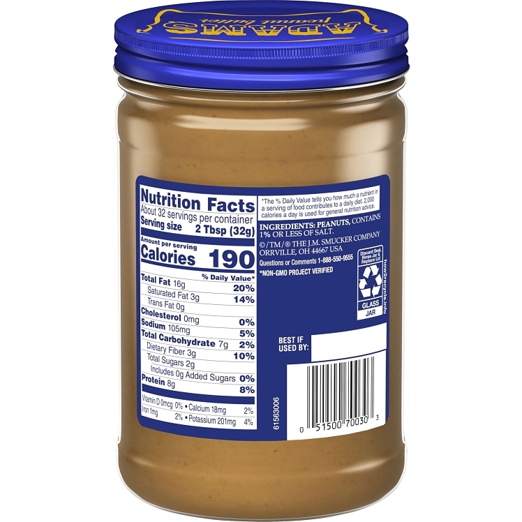 ADAMS PEANUT BUTTER 100% NATURAL CREAMY