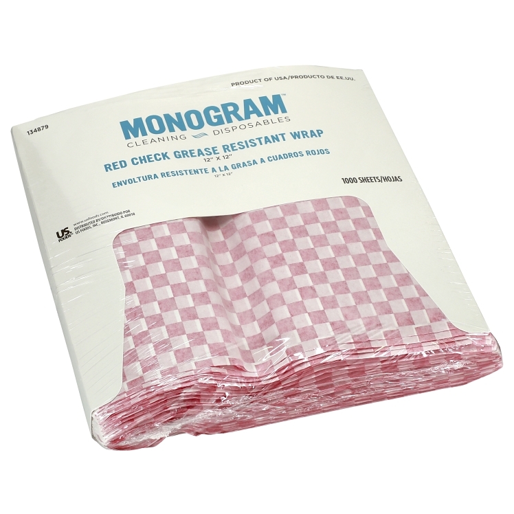 MONOGRAM LINER BASKET 12X12 RED CHECKERED