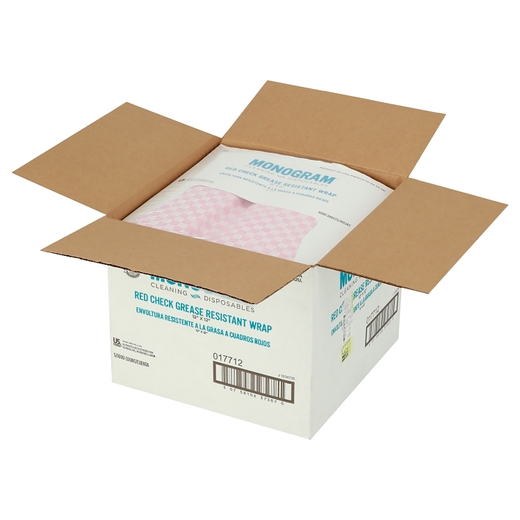 MONOGRAM LINER BASKET 12X12 RED CHECKERED