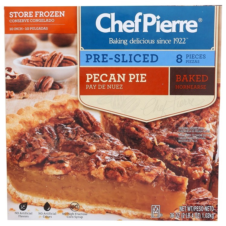 CHEF PIERRE SOUTHERN PECAN PIE 10 8 SLICED BAKED FROZEN