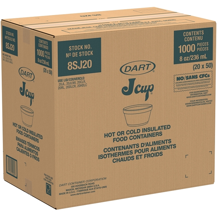 DART SQUAT FOAM FOOD CONTAINER 8 OZ