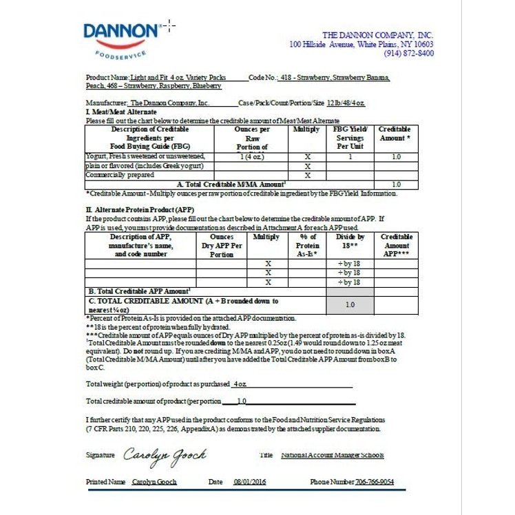 DANNON LIGHT & FIT YOGURT ASSORTED STRAWBERRY BLUEBERRY & RASPBERRY FAT FREE SINGLE SERVING CUPS