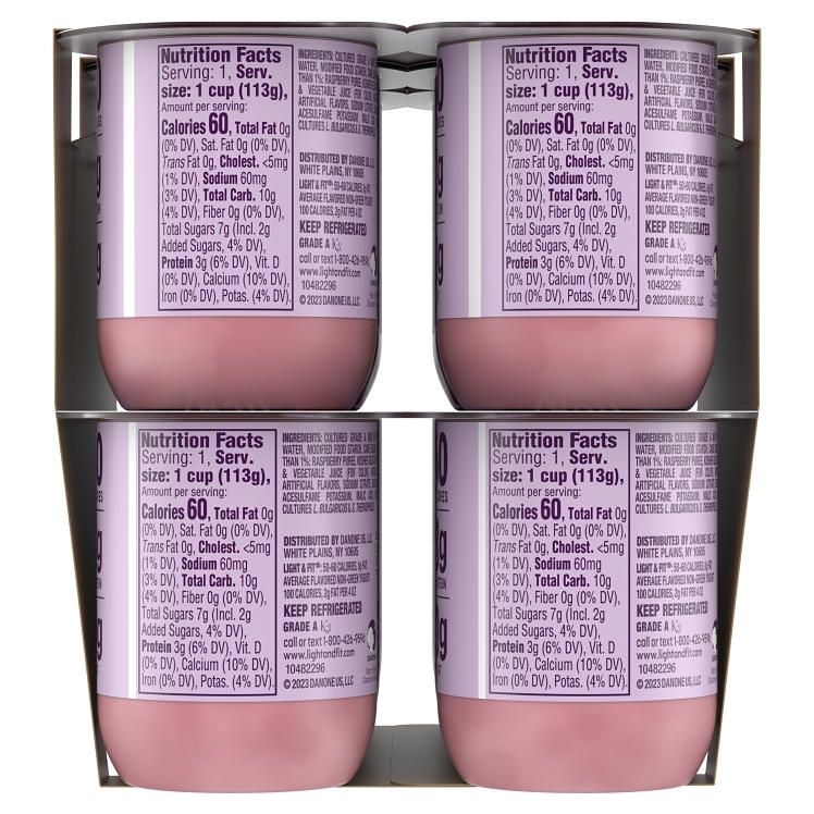 DANNON LIGHT & FIT YOGURT ASSORTED STRAWBERRY BLUEBERRY & RASPBERRY FAT FREE SINGLE SERVING CUPS