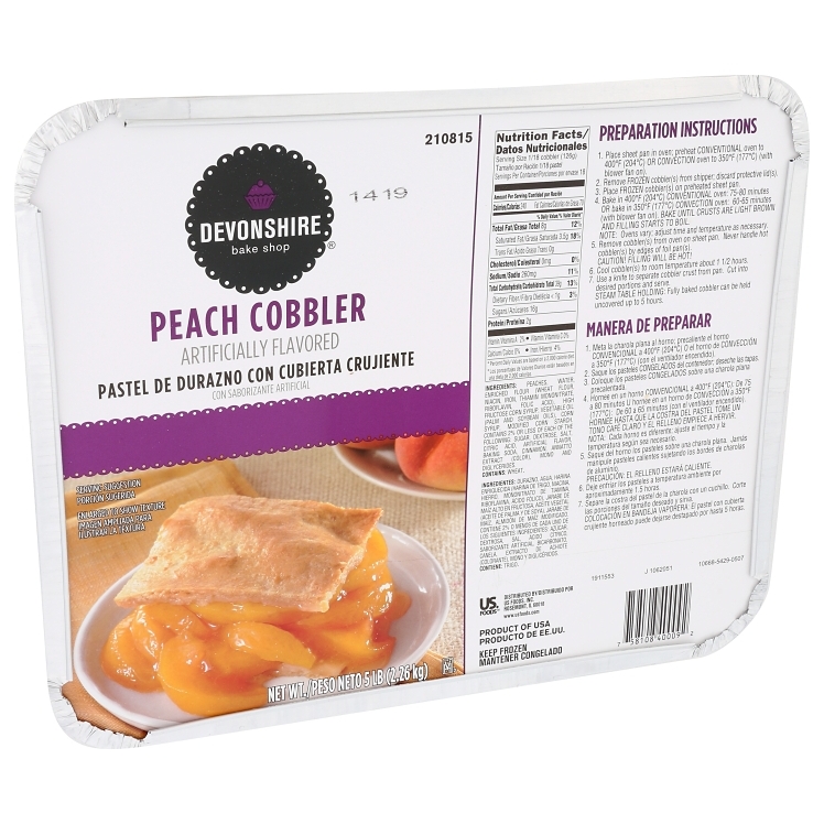 DEVONSHIRE PEACH COBBLER RAW FROZEN IN FOIL PAN