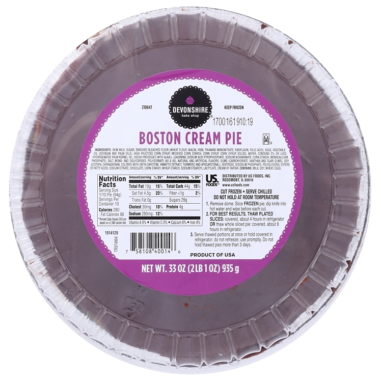 DEVONSHIRE BOSTON CREAM PIE UNSLICED THAW & SERVE
