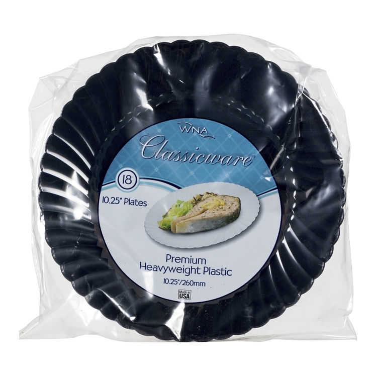 CLASSICWARE 10.25 PLASTIC BLACK FLUTED PLATE