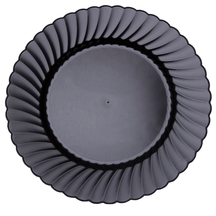 CLASSICWARE 10.25 PLASTIC BLACK FLUTED PLATE