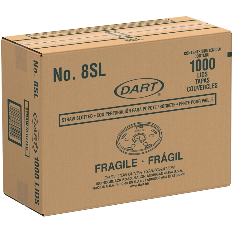 DART STRAW SLOTTED PLASTIC TRANSLUCENT LIDS FOR 8 OZ CUPS