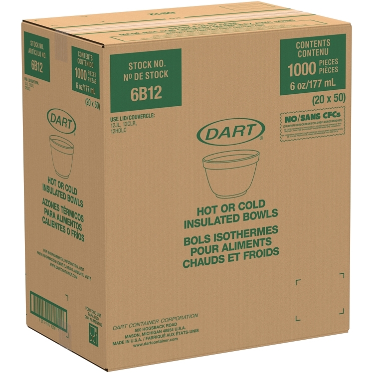 DART 6 OUNCE SQUAT FOAM FOOD CONTAINER