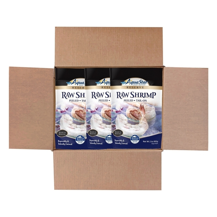 AQUA STAR SHRIMP RAW PEELED TAIL ON 21-25