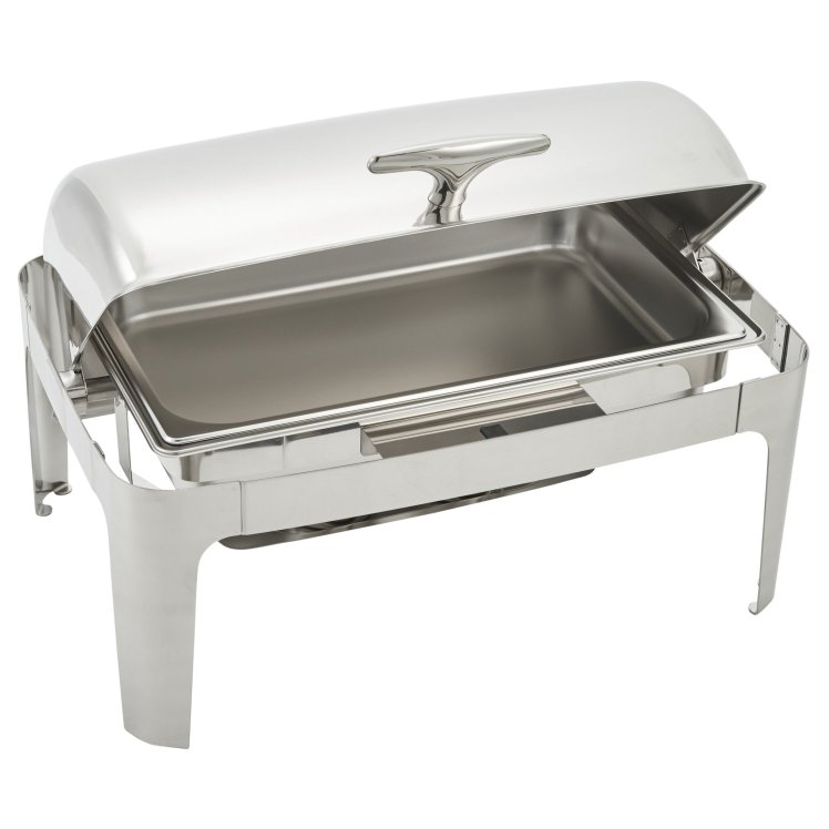 WINCO STAINLESS STEEL ROUND TOP CHAFER 8 QUART FULL