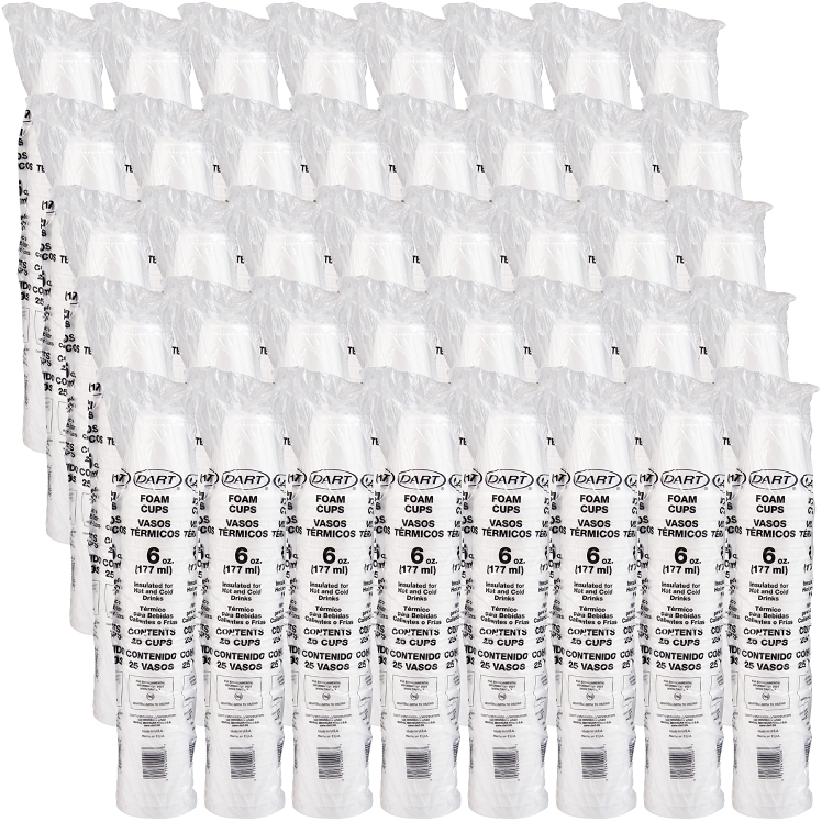 DART WHITE FOAM CUP 6 OZ