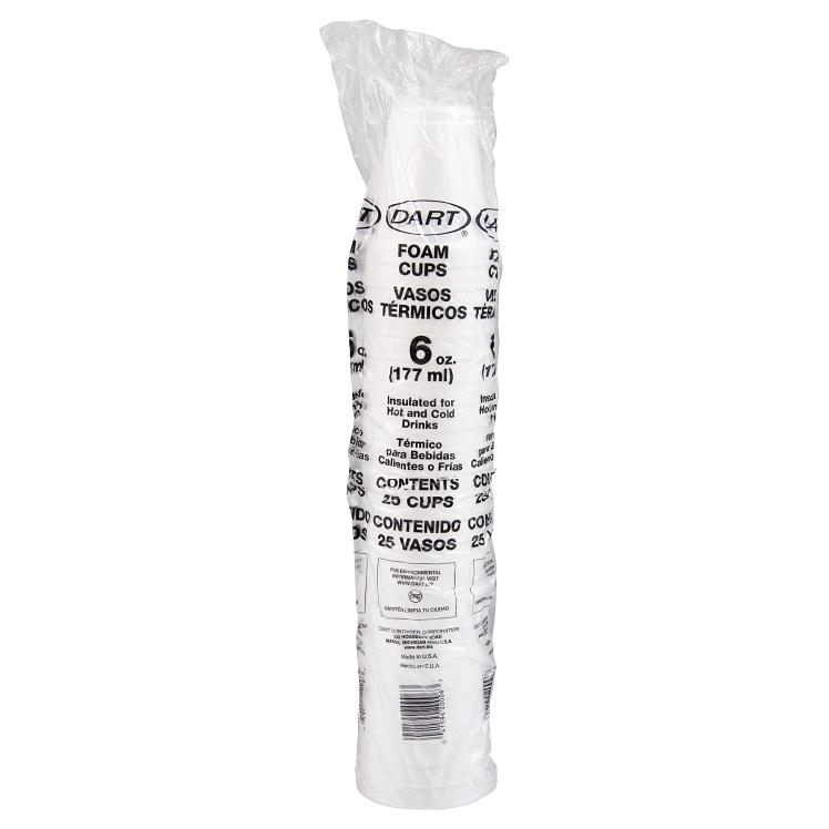 DART WHITE FOAM CUP 6 OZ
