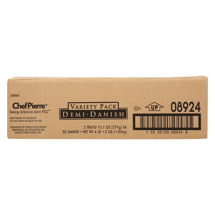 DANISH, ASSORTED 1.3 OZ BAKED TRAY PACK FROZEN DEMI