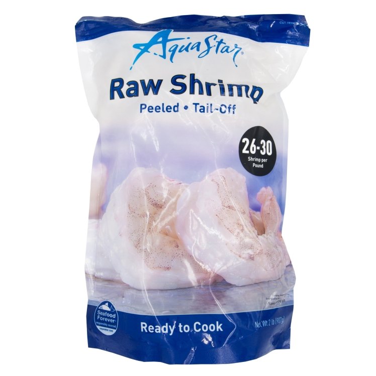 AQUA STAR PEELED TAIL-OFF WHITE SHRIMP 26-30