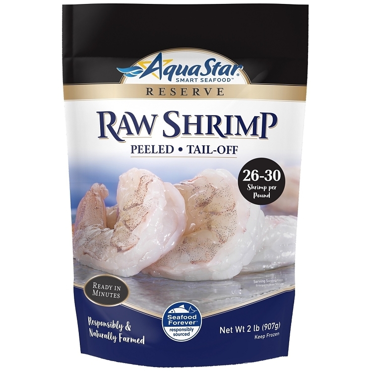 AQUA STAR PEELED TAIL-OFF WHITE SHRIMP 26-30