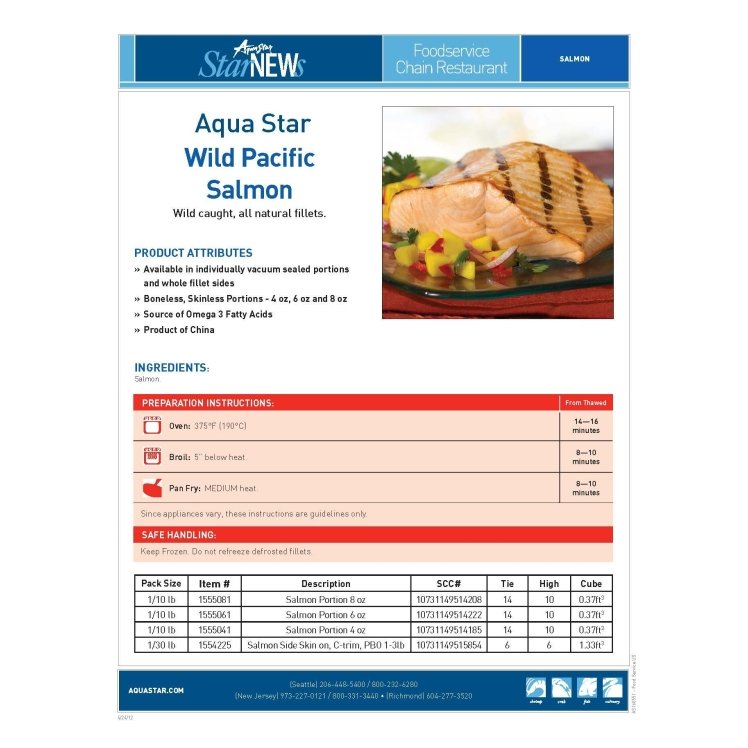 AQUA STAR IMPORTED KETA SALMON FILLET 4OZ