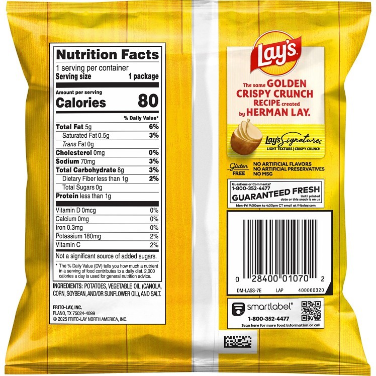 LAYS POTATO CHIPS CLASSIC FUN SIZE 0.5 OZ