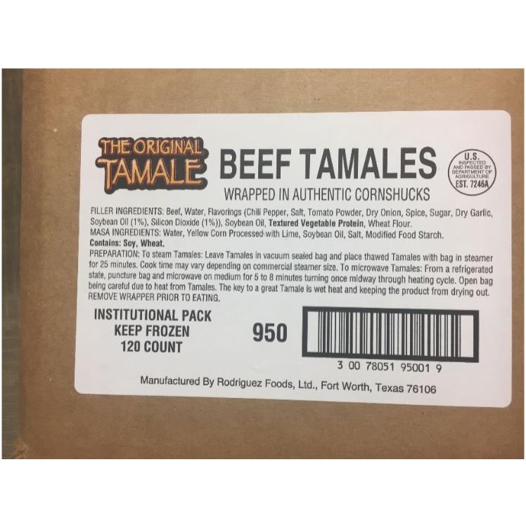 RODRIGUEZ FOODS LTD TAMALE BEEF SHREDDED 1.5 OUNCE COOKED FROZEN