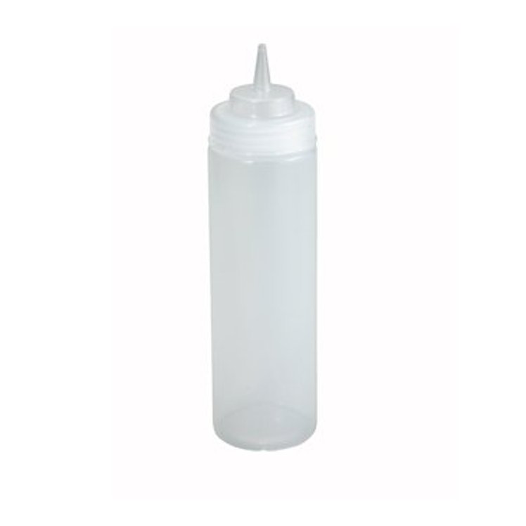 WINWARE CLEAR WIDE MOUTH PLASTIC 24 OZ SQUEEZE BOTTLE DISPENSER