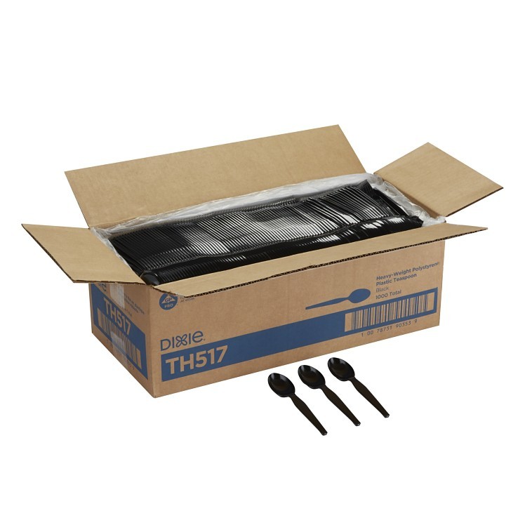 DIXIE FOODSERVICE HEAVY WEIGHT BLACK POLYSTRYENE TEASPOON