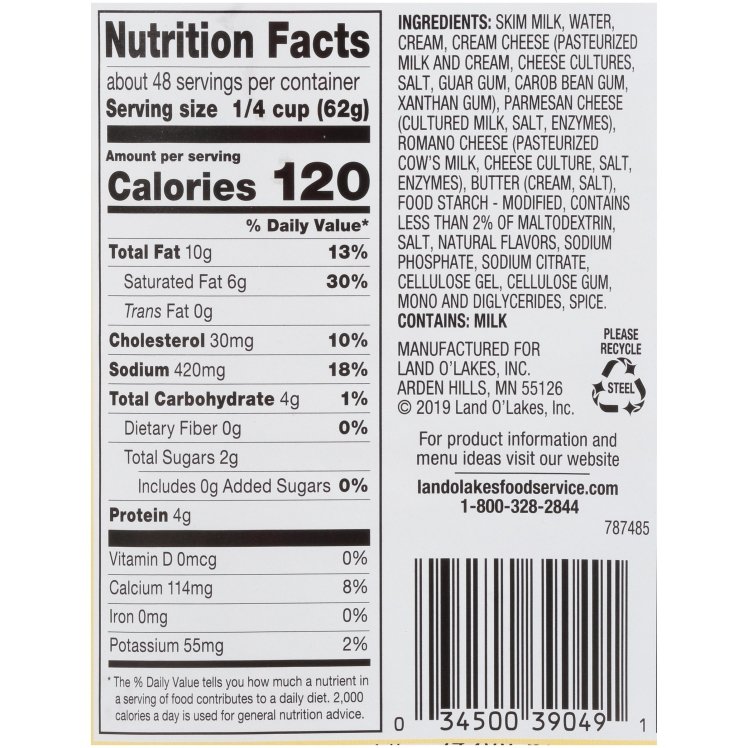 LAND O'LAKES SAUCE, ALFREDO CAN SHELF STABLE