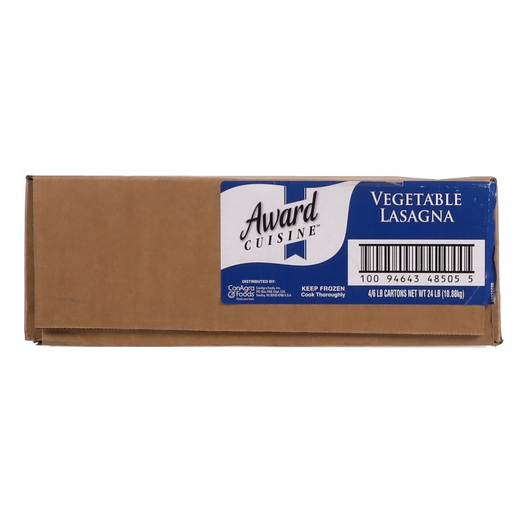 AWARD CUISINE VEGETABLE LASAGNA COOKED TRAY FROZEN 4/96 OZ