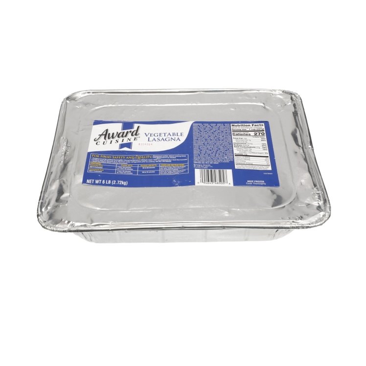 AWARD CUISINE VEGETABLE LASAGNA COOKED TRAY FROZEN 4/96 OZ