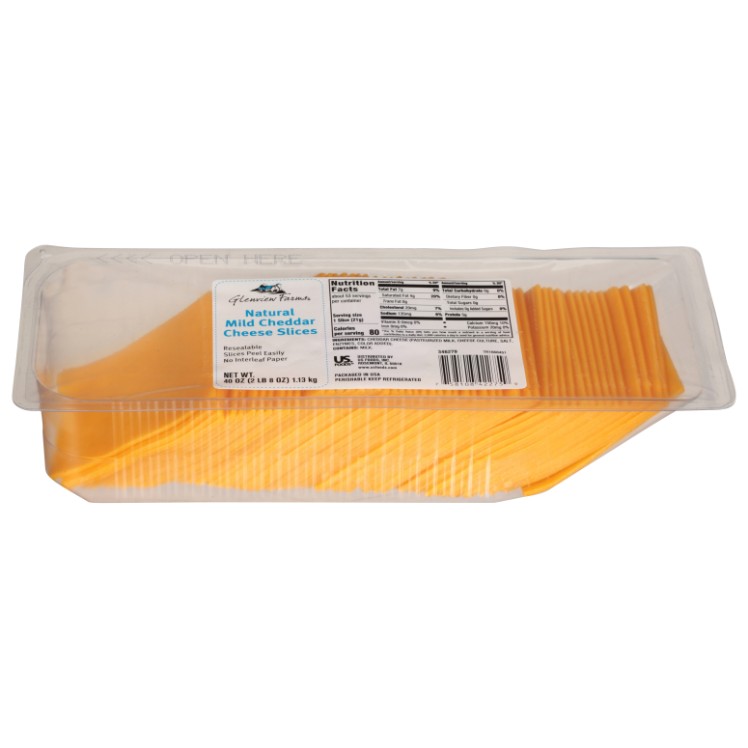 GLENVIEW FARMS CHEESE CHEDDAR MILD SLICED .75 Z