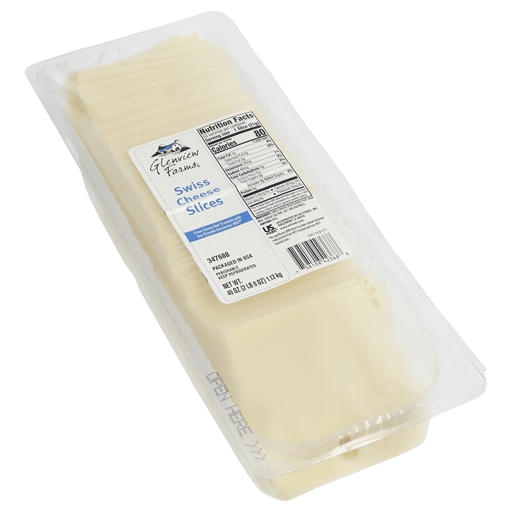 GLENVIEW FARMS SWISS CHEESE SLICED 0.75 Z TRAY