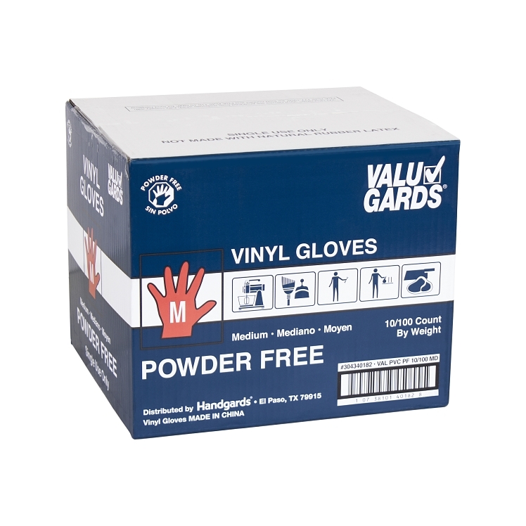 VALUGARDS MEDIUM POWDER FREE VINYL GLOVES