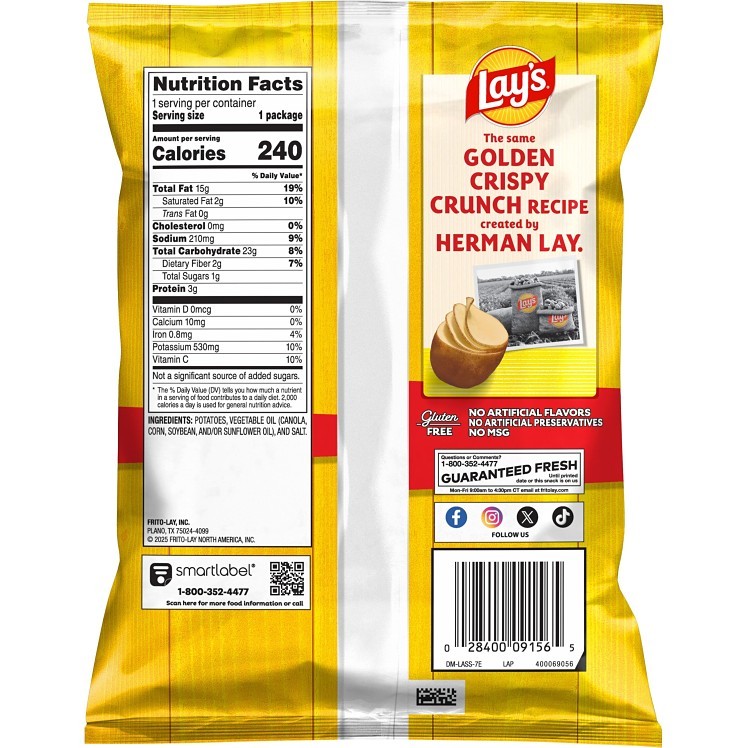LAY'S FRITO LAY POTATO CHIPS CLASSIC