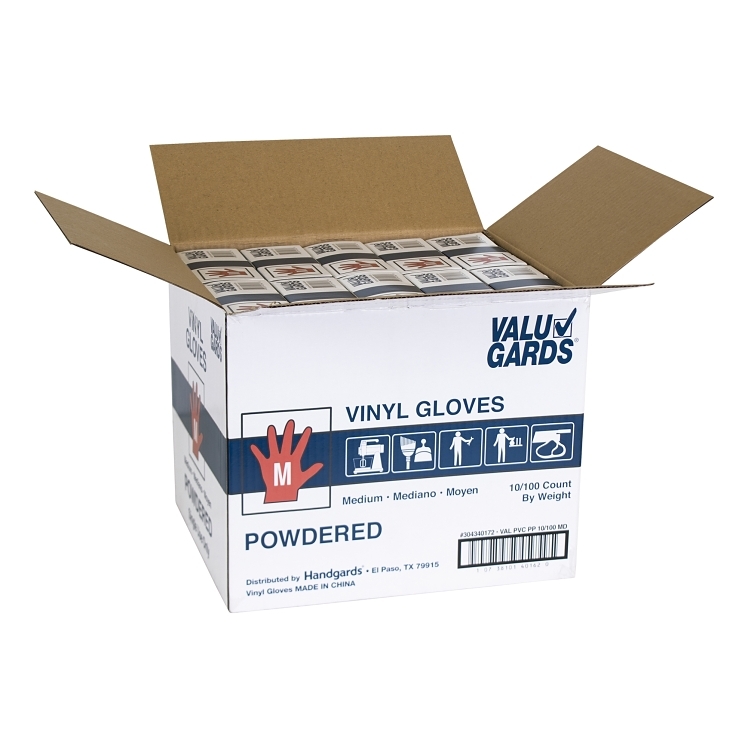 VALUGARDS MEDIUM POWDERED VINYL GLOVES
