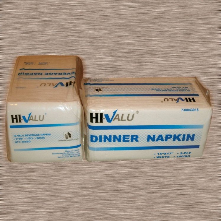 HI VALU DINNER NAPKIN 2 PLY WHITE 15X17 INCH