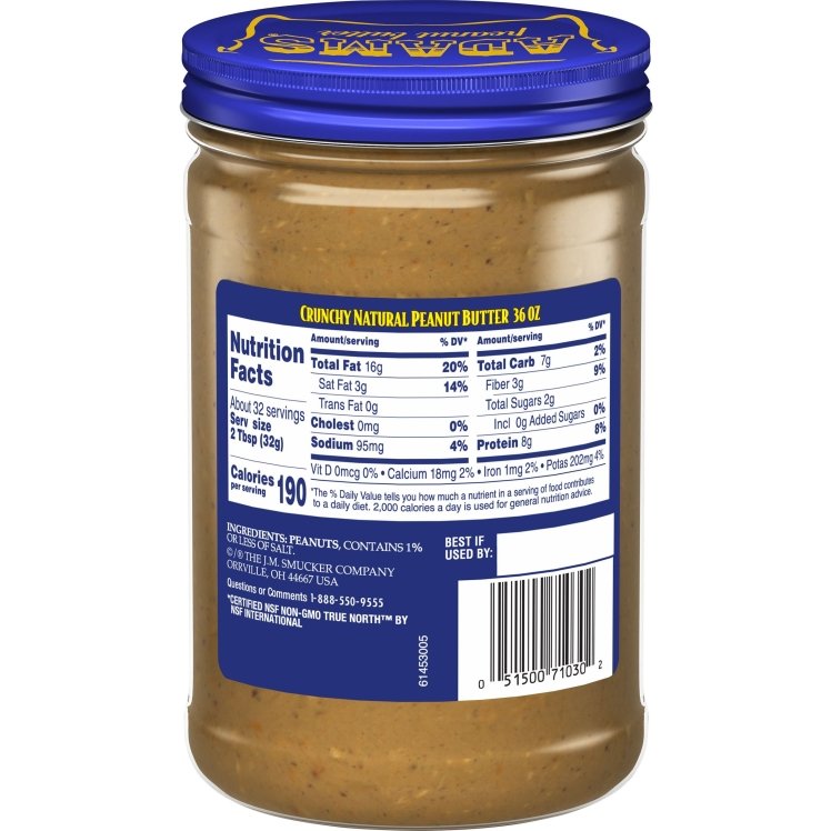 ADAMS PEANUT BUTTER 100% NATURAL CRUNCHY