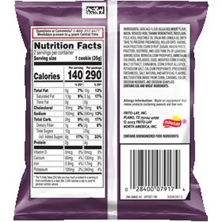 FRITO LAY GRANDMA'S COOKIES OATMEAL RAISIN