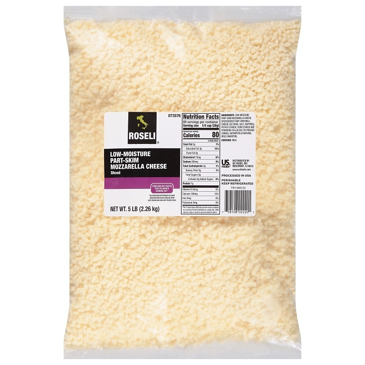 ROSELI OW MOISTURE MOZZARELLA CHEESE LOW MOISTURE PART SKIM DICED