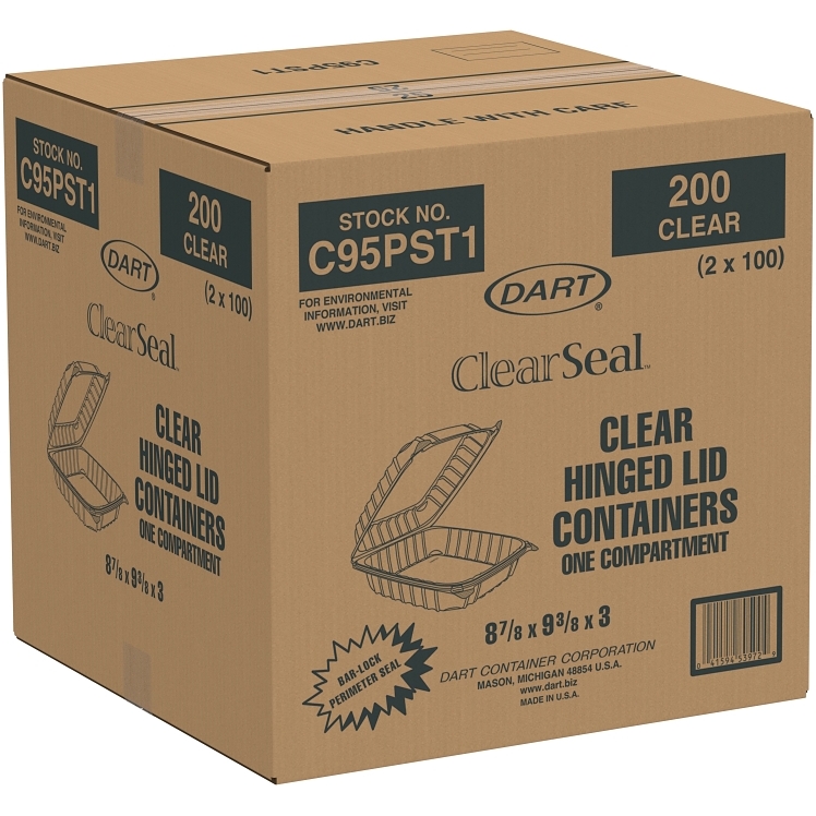 DART 9 X 9 OPS CLEAR PLASTIC HINGED CONTAINER
