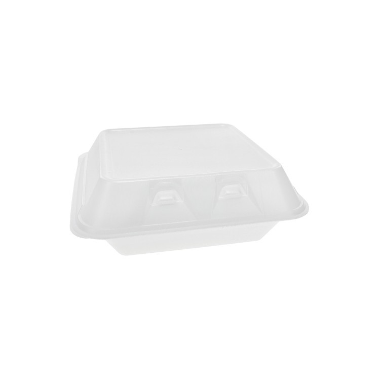 MONOGRAM 3 COMPARTMENT WHITE FOAM HINGED CONTAINERS 8 X 8.5 X 3 IN
