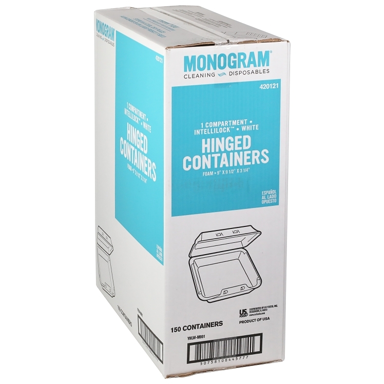 MONOGRAM CONTAINER FOAM 9X9 1 COMPARTMENT WHITE