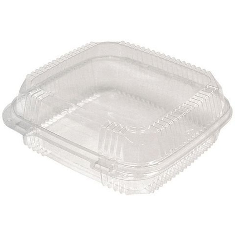 MONOGRAM 9X9 IN CLEAR PLASTIC 1 COMPARTMENT HINGED CONTAINER
