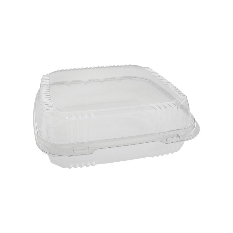 MONOGRAM 9X9 IN CLEAR PLASTIC 1 COMPARTMENT HINGED CONTAINER
