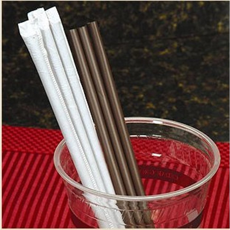 7.75 INCH BROWN COMPOSTABLE WRAPPED STRAW