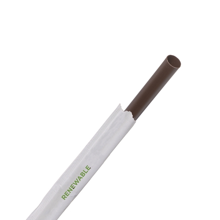 7.75 INCH BROWN COMPOSTABLE WRAPPED STRAW
