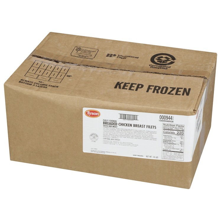 TYSON COOKED BREADED CHICKEN BREAST 4 OZ PORTIONS