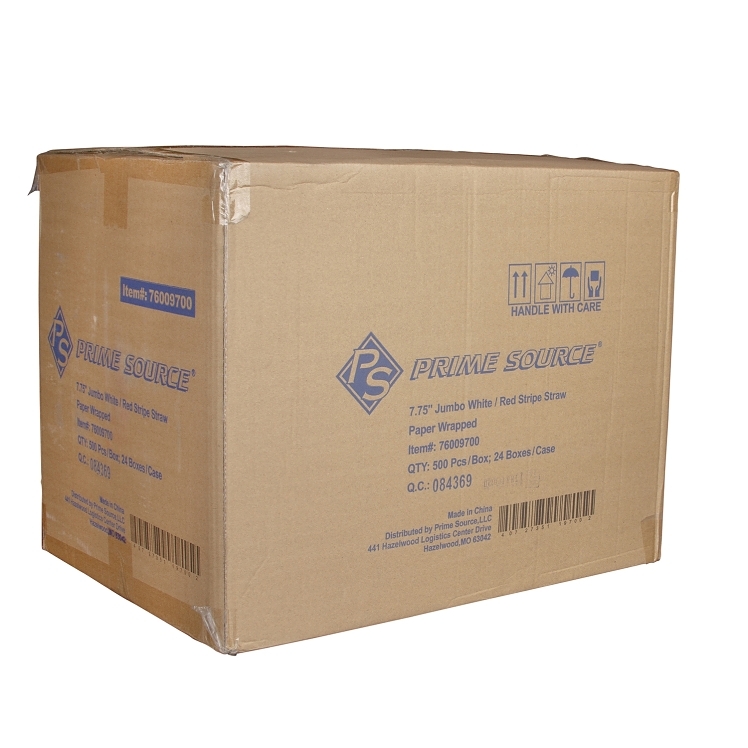 PRIME SOURCE RED/WHITE 7.75 INCH PAPER WRAP STRAW